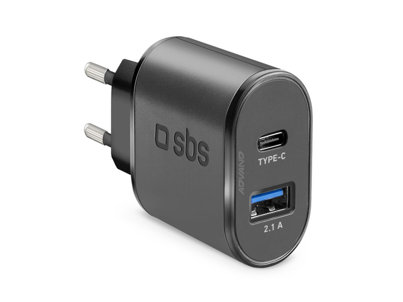 SBS Utazó töltő 1 USB 2.1 A + Type C,2.1 A